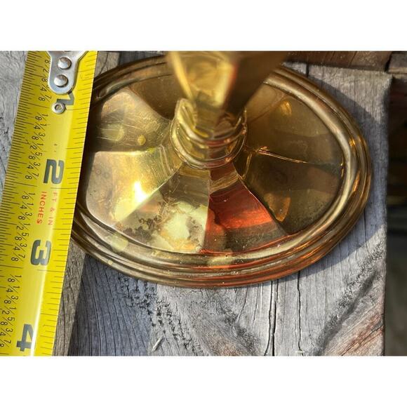 Vintage Solid Brass Candlestick Holders. tall. heavy. matching oval top & bottom - Picture 9 of 9